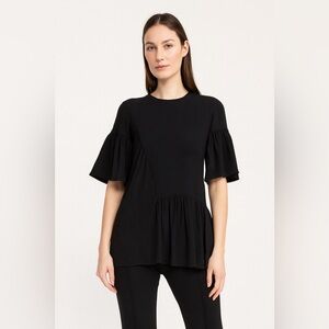 Stella McCartney Black Ruffle Hem Peplum Tunic  Top Size 40
